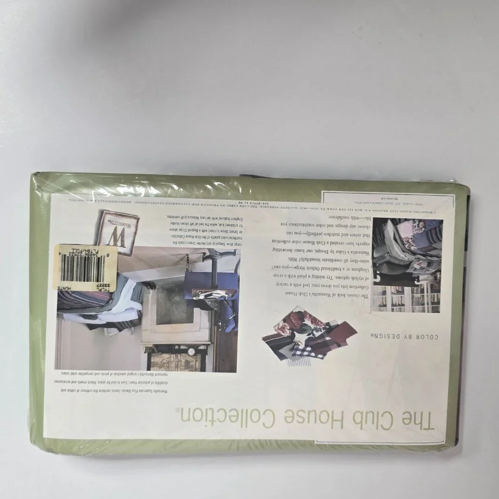 Wamsutta Tyler Plaid Hunter Full Flat Sheet Supercale Plus 81 x 96 NEW 200 Threa